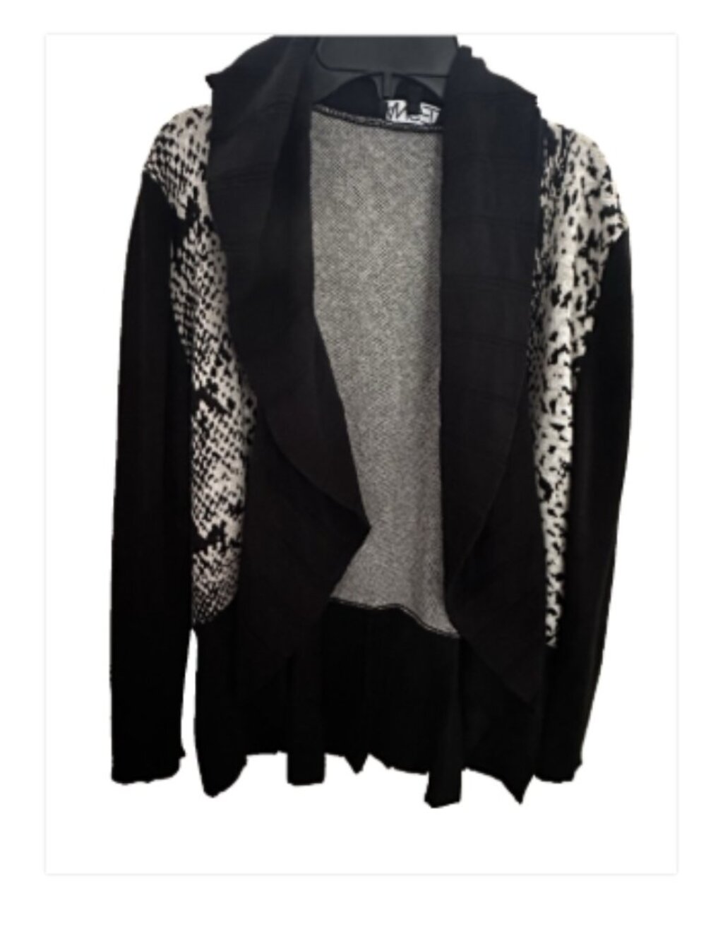 🖤 Angel Animal Print Cardigan | Size M | Draped Open Front Sweater